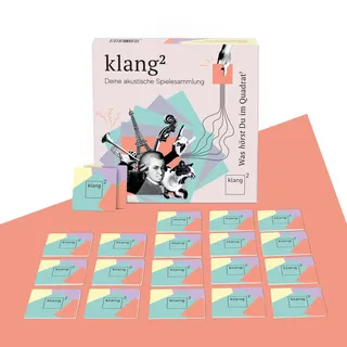 Klang2 - Das preisgekrönte Memo für die Ohren. Aus 17 Gedächtnisspielen wählen (Tierstimmen, Zungenbrecher, Klangsalat, ...) oder eigene erstellen. - Made in Germany