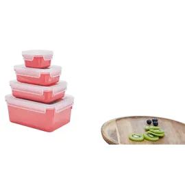 Emsa Clip & Close rechteckig koralle 0,2 l 4-teiliges Set