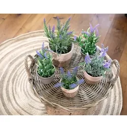 Decoris 1 Künstliche Lavendel 17cm im Blumentopf Seidenblumen Kunstblumen Kunstpflanzen