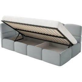 Selsey Cloudy – Kinderbett 90x200, Rausfallschutz, Kopfteil links, Samt Grau