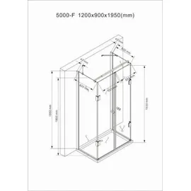 Buylando Emma 90x120x90 cm H:195 cm U-Form Duschkabine Hochwertiges Glas inkl. Duschtasse + Siphon - BuyLando