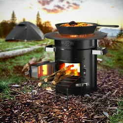 Outdoorofen Raketenofen BBQ Holzofen Ofen Outdoorofen Grill Kocher Stahl