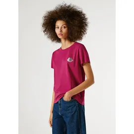 Pepe Jeans T-Shirt BRULE mit Runhals, kleiner Print auf der Brust rosa L (40)