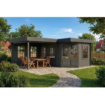 Alpholz Gartenhaus 5-Eck 6,18 x 4,62 m Grau