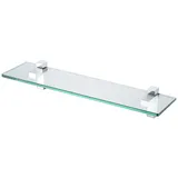 KES Duschablage Glas Glasregal Duschregal Glasablage für Badezimmer Wandregal 8mm Badregal Dusche Ablage mit Regalhalter 50cm Wandmontage Poliert Chrom, BGS3201