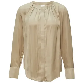 S.Oliver BLACK LABEL Satinbluse mit Raffung und verdeckter Knopfleiste beige 38 - 38