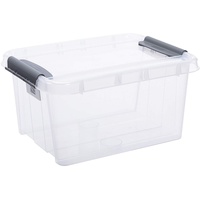 Plast Team Pro Box Aufbewahrungsbox mit Deckel und QR-Code Stapelbar Transparent (32L)