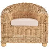 Clubsessel Natur Rattan Sessel Wohnzimmersessel mit Kissen (Natur Hell)