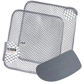 teiger Bundle 2 x Teigreinigungstuch + Teigschaber Teigreiniger Teigentferner hochwertiges Netztuch für hartnäckige Verschmutzungen Teigtuch Mesh Spültuch Reinigungstuch Spüllappen