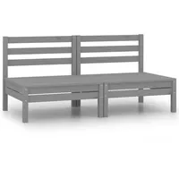 VidaXL 2-Sitzer-Gartensofa Grau Kiefer Massivholz