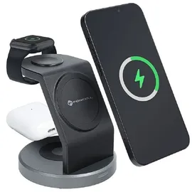 forcell Wireless drahtloses Ladegerät 3in1 15W Solid Mag Charger Unterstützung MagSafe Schwarz - Schwarz