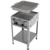 ChattenGlut Gasbräter 2-flammig 480 x 530 x 800 cm Edelstahl inkl. Rost und Pfanne