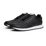 Tommy Hilfiger Herren Runner Sneaker New Eva aus Leder, Schwarz (Black/White), 44 - 44 EU
