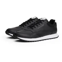Tommy Hilfiger Herren Runner Sneaker New Eva aus Leder, Schwarz (Black/White), 44 - 44 EU