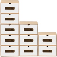 10er Set Schuhboxen Aufbewahrung Karton Pappe mit Schubladen Kiste stapelbar bw