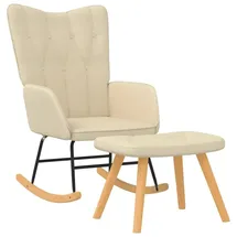 vidaXL Schaukelsessel Modell 1 Polyester 70 x 100 x 80 cm Creme mit Hocker