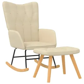 vidaXL Schaukelsessel Modell 1 Polyester 70 x 100 x 80 cm Creme mit Hocker