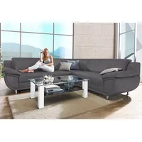 TRENDMANUFAKTUR Ecksofa »Rondo wahlweise mit Schlaffunktion, 267x247 cm (BxT), breite Armlehnen«, L-Form, wahlweise mit Federkern bestellbar, Füße chromfarben