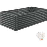 Tectake Hochbeet Pflanzbeet 200 x 100 x 62 cm Grau