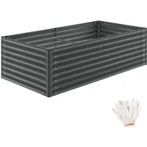 Tectake Hochbeet Pflanzbeet 200 x 100 x 62 cm Grau