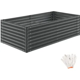 Tectake Hochbeet Pflanzbeet 200 x 100 x 62 cm Grau