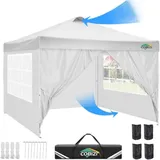 COBIZI Pavillon 3x3, UV-Schutz 50+ Faltpavillon 3x3 Wasserdicht Stabil Winterfest mit 4 Seitenteilen und 4 Sandsäcke,Pop up Pavillion Klappbar 3x3m Pavillon für Camping,Strand,Familientreffen(Weiß)