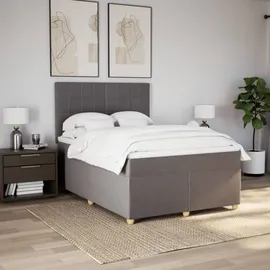 vidaXL Boxspringbett mit Matratze Taupe 140x200 cm Stoff
