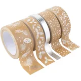 Heyda Deko Tapes"Natur Mix", 5er-Set silber