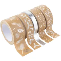 Heyda Deko Tapes"Natur Mix", 5er-Set silber