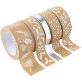 Heyda Deko Tapes"Natur Mix", 5er-Set silber