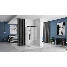 REA Duschkabine Solar mit Schiebetür 90 x 195 cm Schwarz transparent