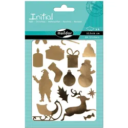 Maildor 10x Initial, 4 Stickerbogen 10,5x16cm, Gold/Silber, Weihnachten - Sortierung AE029O