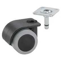 Dörner + Helmer Parkettrolle, Containerrolle, 35mm x 50mm, 70kg Tragkraft, 38mm x 38mm Platte, Kunststoff, Spurfrei