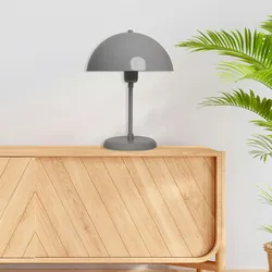 Bamyum Lipeo Kleine Tischlampe 30cm, Pilz Lampe Metall, Grau Lampe