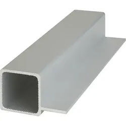 VIERKANTROHR MIT STEG, L=2000, A=25, S=2, ALUMINIUM SILBER ELOXIERT