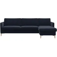 FLEXLUX Ecksofa »Fiore, super Sitzkomfort durch Kaltschaum im Sitz, L-Form«, schmale Armlehnen, Füße Alu+ Eiche blau