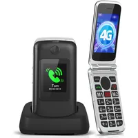 Tosaju 4G Seniorenhandy ohne Vertrag Klapphandy Mobiltelefon Großtasten Handy für Senioren mit Ladestation Notruftaste Dual-SIM 1200 mAh Akku Lange Standby 2,8 und 1,77 Zoll Farbdisplay Schwarz