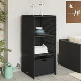 Myheimly Gartenschrank, Geräteschrank mit viel Stauraum, Beistellschrank Schrank mit Türen, Balkonschrank Terrassenschrank, Poly Rattan Gartenschrank Schwarz,50x55x115 cm
