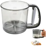 Vientiane Puderzuckerstreuer mit Skala, Feinmaschiger Mehlsiebbecher aus Edelstahl, Feinmaschiges Metallsieb für die Küche Puderzuckerstreuer Sieb Mehlsieb Feines Sieb Aus Edelstahl Küchensieb