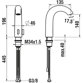 Laufen Curvetronic Sensor-Armatur Edelstahl gebürstet