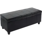 Mendler Aufbewahrungs-Truhe Sitzbank Kriens, Leder + Kunstleder, 112x45x45cm MVG-zertifiziert schwarz