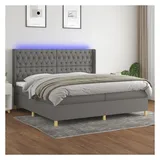 vidaXL Boxspringbett 200 x 200 cm Dunkelgrau