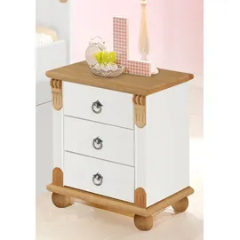 otto home Nachtkommode OTTO HOME "Tessin", weiß (weiß, honig), B:45cm H:50cm T:38cm, Sideboards, aus massiver FSC-zertifizierter Kiefer, mit 3 Schubladen