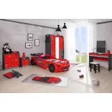 Aileenstore Kinderzimmer komplett Set Autobett Rio 5 teilig Rot