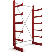 Stier Kragarmregal einseitig 1 Feld mit 5 Ebenen 1300x2000x500mm feuerrot