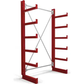 Stier Kragarmregal einseitig 1 Feld mit 5 Ebenen 1300x2000x500mm feuerrot