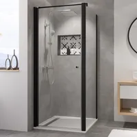 Breuer Elana 6 Black Edition Drehtür für Seitenwand oder Badewannenseitenwand (auf Wanne) oder Nische Türanschlag links Klarglas hell 80 cm - Schwarz matt - 0602 031 001 003