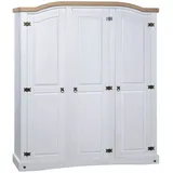 vidaXL Kleiderschrank Mexiko-Stil Kiefernholz 3 Türen Weiß