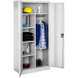 Tectake Spind Stahl 180 x 80 x 40 cm grau abschließbar mit 6 Fächern