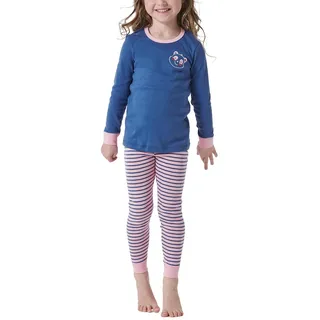 Schiesser Mädchen Schlafanzug Lang - 100% Organic Bio Baumwolle Größe 92 Bis 140 Pyjamaset, Blau_181821, 128 EU - 128